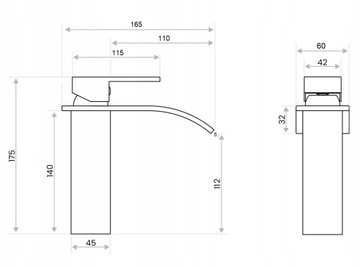 BATERIA UMYWALKOWA CUBIC LOFT - KASKADA WODOSPAD WYSOKA CHROM KVADRATO
