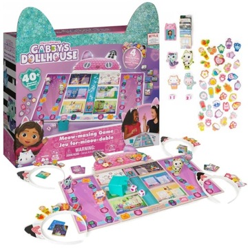 KOCI DOMEK GABI KOCIASTYCZNA GRA PLANSZOWA DEKORACJA DOMKU + 4 OPASKI 4+