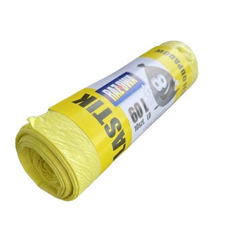 Желтые пакеты для сортировки мусора 60л 10 в рулоне