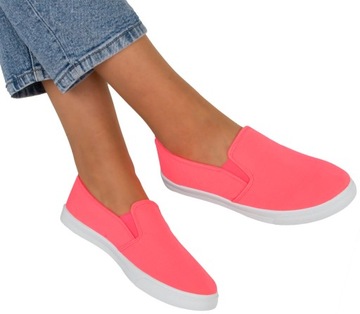 TRAMPKI RÓŻOWE TENISÓWKI NEON SLIP ON 38