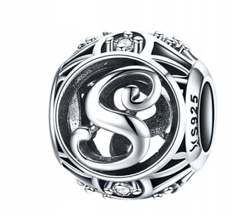 Charms ZAWIESZKA koralik beads litera S S925