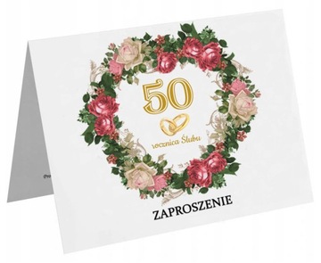 Zaproszenia 10, 25, 50 rocznica Ślubu + koperta