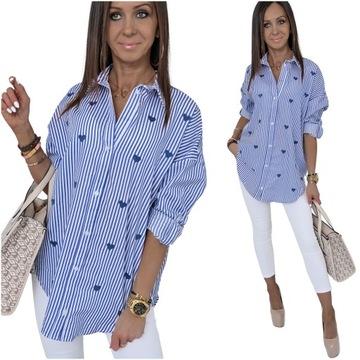 CASUALOWA KOSZULA OVERSIZE W PASKI FLAVINE! WZ.3 M