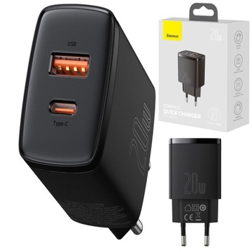 BASEUS ŁADOWARKA SIECIOWA ZASILACZ ADAPTER USB-C USB 20W PD QC 3.0