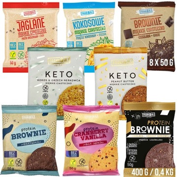 WEGAŃSKIE CIASTKA BEZ CUKRU GLUTENU MIX SMAKÓW 50G x8 400G FRANK &OLI