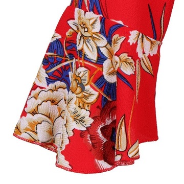 Letnia kopertowa sukienka z dekoltem w szpic i dek