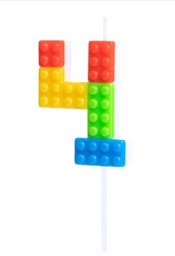 Świeczka na tort Klocki cyfra 4