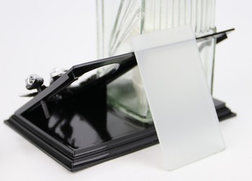 ЦИЧ, стекло ФОНАРЬ, фонарь с тарелкой и СЕРЕБРЯНОЙ РОЗОЙ + вставка