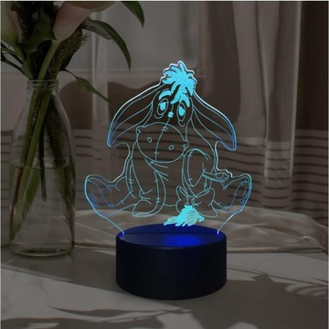 Lampka nocna 3D LED RGB Na biurko + Lampka Mini - Osiołek Kłapouchy- Colyya
