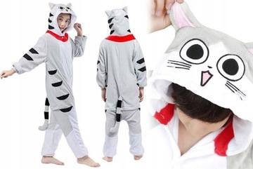 SZARY KOT KIGURUMI KOMBINEZON ONESIE 120 CH4T