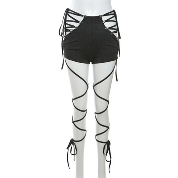 Goth Dark Cyber ​​​​Y2k Punk Женские сексуальные шорты Костюмы Готические костюмы с открытой спиной и капюшоном