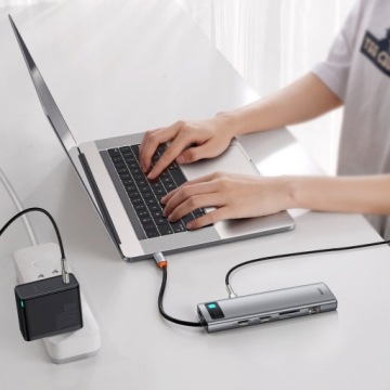 BASEUS HUB USB-C — 3x USB/USB-C PD 100 Вт/AUX/VGA/2x HDMI/SD/СЕТЕВАЯ КАРТА