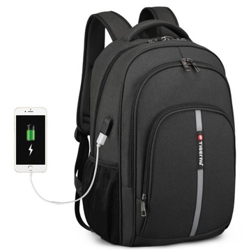 Plecak Tigernu na laptopa 17,3 T-B3893 z USB czarny