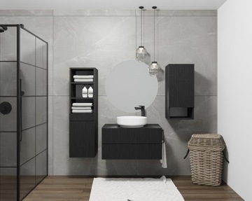 80 Elegance BLACK Шкаф под умывальник, подвесной, с 2 ящиками с пазами