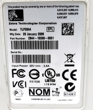 Термотрансферный принтер Zebra TLP2844, этикетировочная машина (USB/LPT)