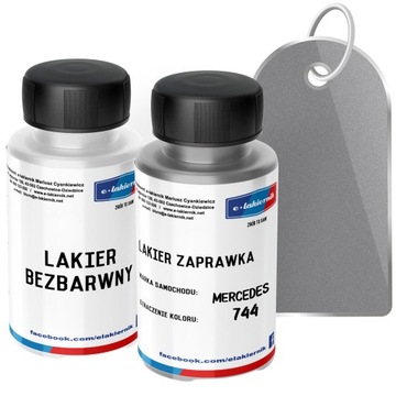 Lakier Zaprawka + Bezbarwny + Patyczki MERCEDES 744 Brillantsilber