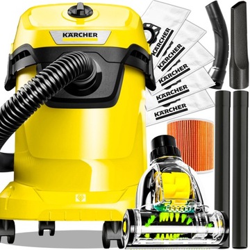 МОЩНЫЙ ПЫЛЕСОС БЕЗРЕШЕНКА WD3 KARCHER TURBO BRUSH ОРИГИНАЛЬНЫЕ МЕШКИ 4xШТ.