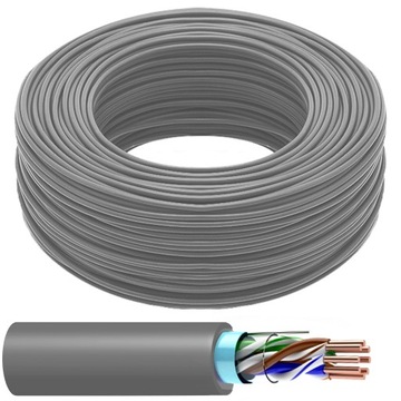 Kabel RJ45 sieciowy LAN szary SKRĘTKA Ethernet FTP cat 5e za metr