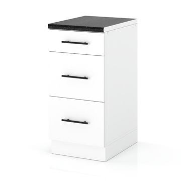 SZAFKA KUCHENNA DOLNA STOJACA 3 SZUFLADY BIAŁY MAT 40CM