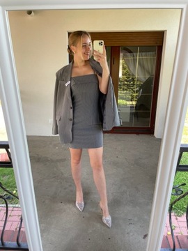 Набор куртки + платье Rozalia Grey с полосатым м/л
