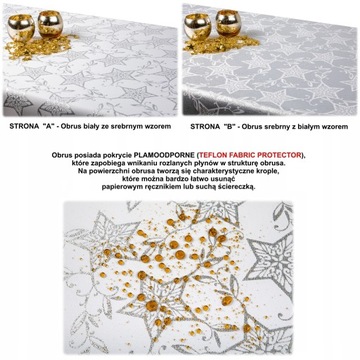 Скатерть ПЯТНОСТОЙКАЯ ДВУСТОРОННЯЯ 130х220 Рождественские ОВАЛЬНЫЕ УЗОРЫ цвета