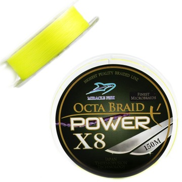 Plecionka wędkarska 8 splotowa żółta mocna 0,12mm 18,8kg spinning