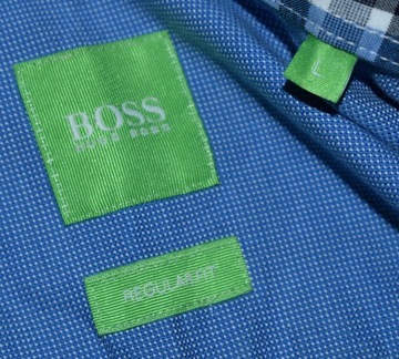 HUGO BOSS GREEN REGULAR FIT KOSZULA W KRATKĘ L