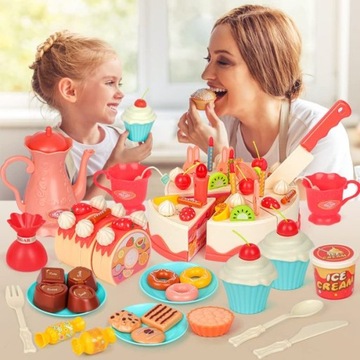 Разрезание праздничного торта на кухне, подсветка репы, звуки шеф-повара