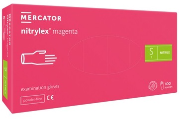 Rękawiczki nitrylowe bezpudrowe Magenta r. S