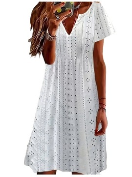 SUKIENKA ELEGANCKA LETNIA DAMSKA MINI AŻUROWA BOHO, 5XL