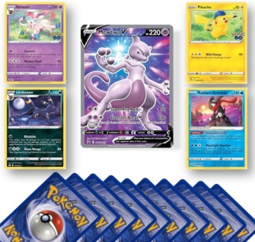 TCG Pokemon — набор из 100 оригинальных карт + 10 голо + 2 легенды + банка SAG