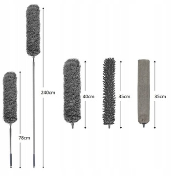 SZCZOTKA MIOTEŁKA DO KURZU ZMIOTKA TELESKOPOWA 240CM 4w1 DŁUGA ZESTAW XXL
