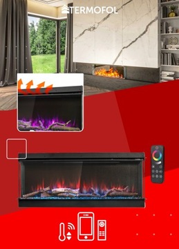 НАСТЕННЫЙ ЭЛЕКТРИЧЕСКИЙ КАМИН 203,2см WIFI 3D ОТОПЛЕНИЕ со звуком