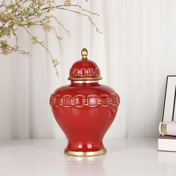 Porcelain Ginger Jar Desktop Ornament for Shelf Living Room Home Decoration