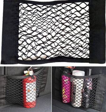 Kieszeń- siatka do bagażnika na rzepy 40 x25 cm Organizer - Czarna / MOCNA