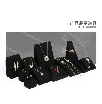 New Pure Black Microfiber Fabric Jewelry Display Set Jewelry Props Set