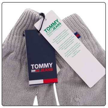 TOMMY HILFIGER RĘKAWICZKI DAMSKIE TJW FLAG GLOVES SZARE