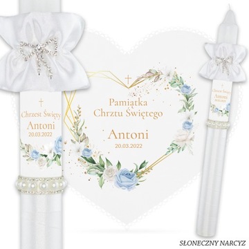 БЕЛАЯ ОДЕЖДА И КРЕЩЕСТВЕННАЯ СВЕЧА И 2 ПЕРСОНАЛИЗИРОВАННЫЕ ДЕРЕВЯННЫЕ КОРОБКИ S