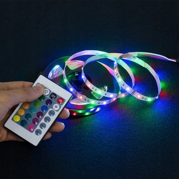 ЦВЕТНАЯ СВЕТОДИОДНАЯ ЛЕНТА ДЛЯ ТЕЛЕВИЗОРА USB RGB СВЕТОДИОДНАЯ ПОДСВЕТКА 3М 5В + СВЕТОДИОДНЫЙ ПУЛЬТ ДИСТАНЦИОННОГО УПРАВЛЕНИЯ