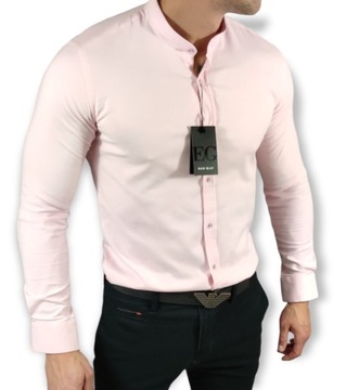 Koszula slim fit ze stójką różowa EGO01 - XL