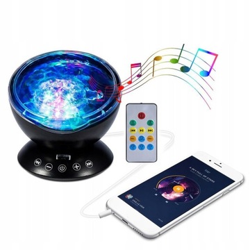 PROJEKTOR OCEANU LAMPKA NOCNA LED USB GŁOŚNIK