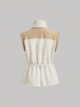 БЕЛО-БЕЖЕВАЯ КЛАССИЧЕСКАЯ ПРОСТАЯ КУРТКА НА МОЛНИИ SHEIN 36