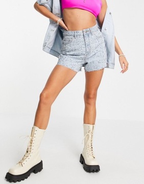 TOPSHOP SPODENKI JEANSOWE DAMSKIE CYRKONIE 40 1RBD