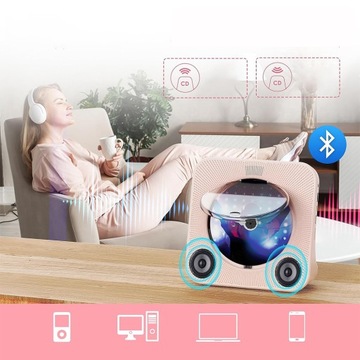 ПОРТАТИВНЫЙ CD-ПЛЕЕР BLUETOOTH5.0 ДИНАМИК РАДИО AUX USB FM MP3 5 РЕЖИМОВ