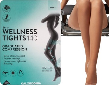 CALZEDONIA rajstopy WELLNESS TIGHTS GRADUATED COMPRESSION 140 nude T.2/S