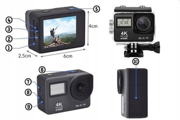 Набор для записи, спортивная камера 4K + аксессуары, штатив с дистанционным управлением