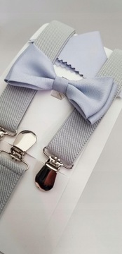 ДЕТСКИЙ СЕРЫЙ ХАБС И КОВРИКОВЫЙ ГАЛСТУК-БАБОЧКА С КАРМАНОМ КВАДРАТНЫЙ