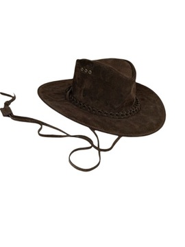 КОРИЧНЕВАЯ КОЖАНАЯ ШЛЯПА НА РЕМЕНКАХ - РАЗМЕР L