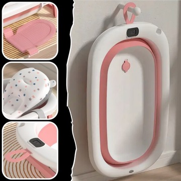 СКЛАДНАЯ СИЛИКОНОВАЯ БОЯ С ЖК-ТЕРМОМЕТРОМ + ПОДУШКА НА ПОДГОЛОВНИК ВАННА