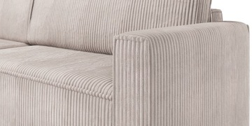 Sofa z funkcją spania Mimir w tkaninie sztruks z ozdobnymi lamówkami